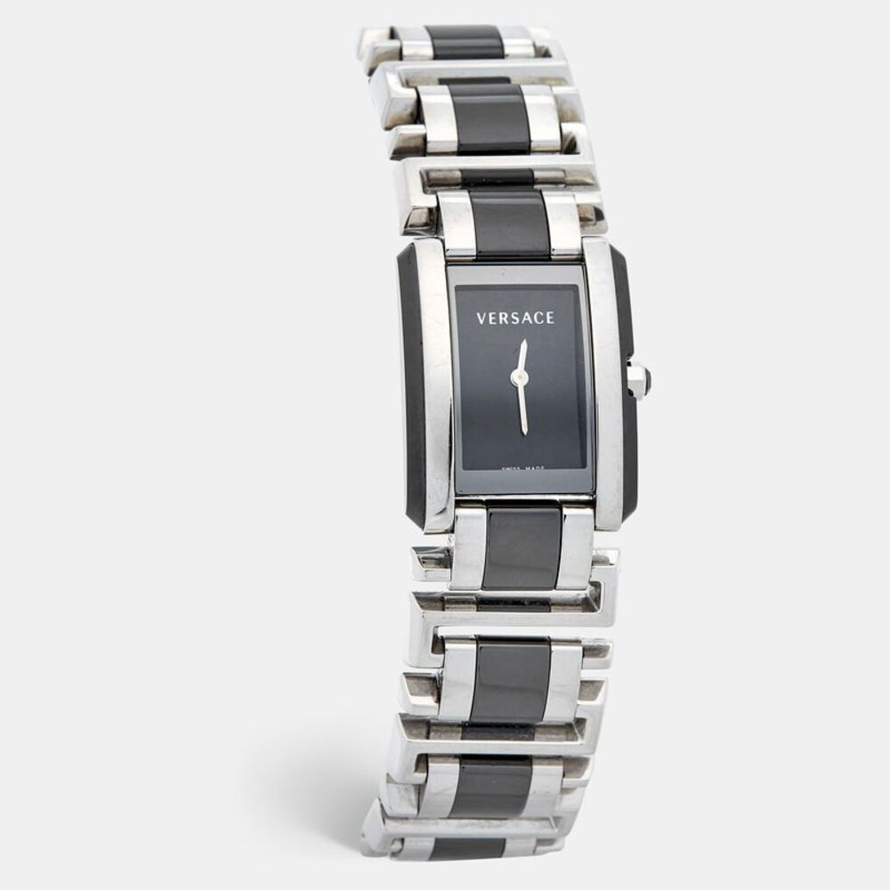 Versace Black Stainless Steel Ceramic Era 70Q99D009SC09 Women's Wristwatch 25 mm